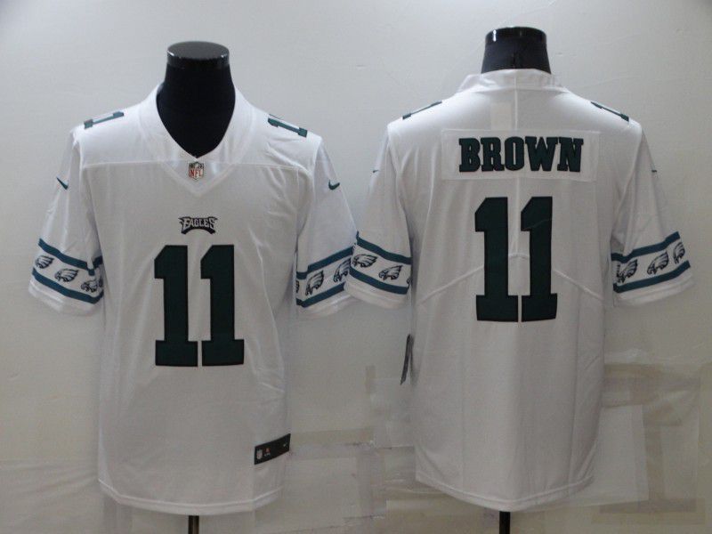 Men Philadelphia Eagles #11 Brown White 2022 Nike Team Logo Cool Edition NFL Jerseys
